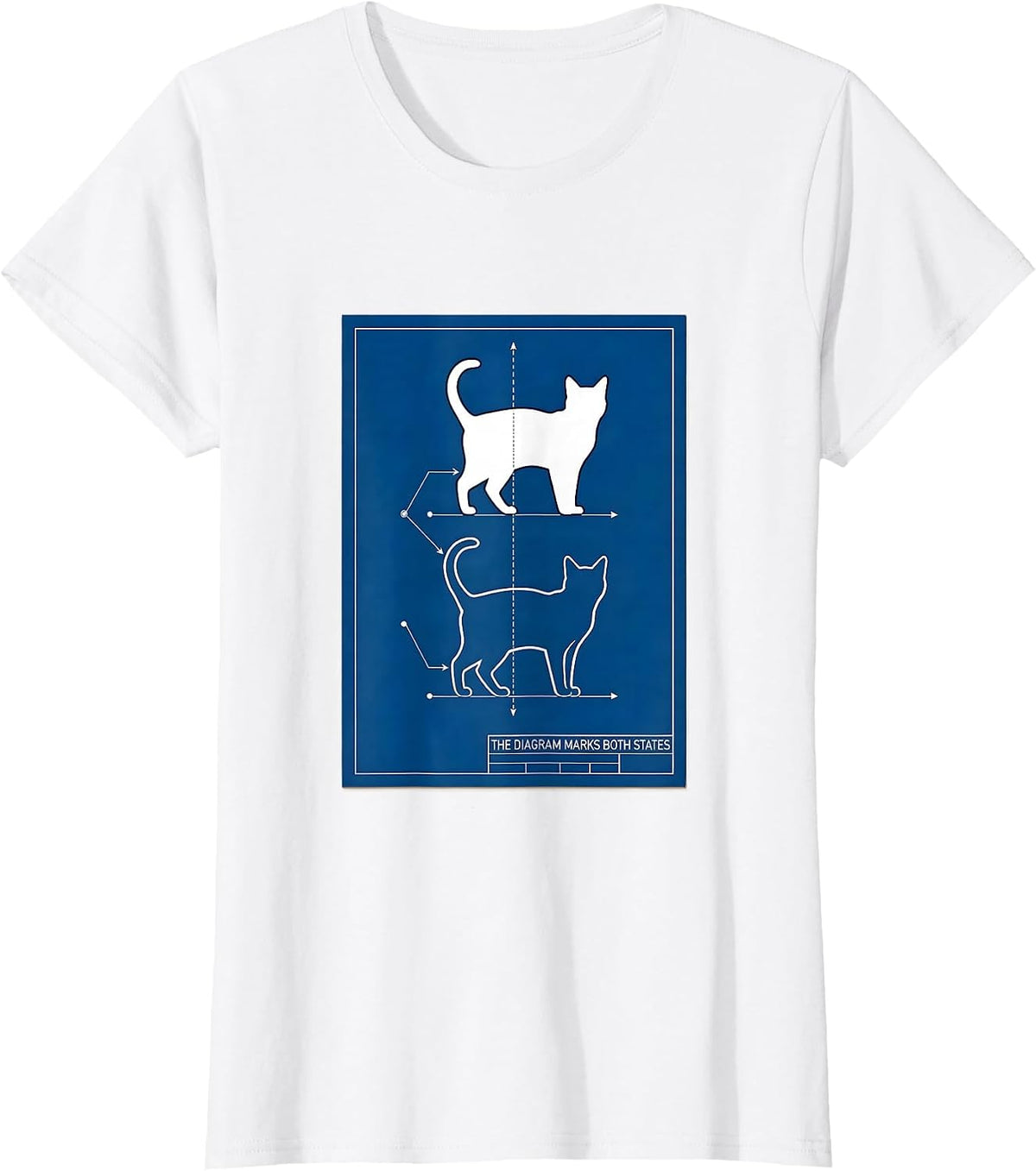 Women's The Diagram Marks Both States Technical Blueprint Physics T-Shirt - White