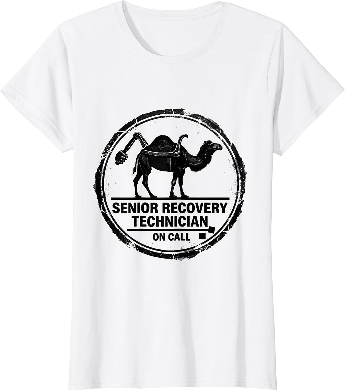 Women's Senior Recovery Technician On Call Raunchy Tow Truck Humor T-Shirt - White