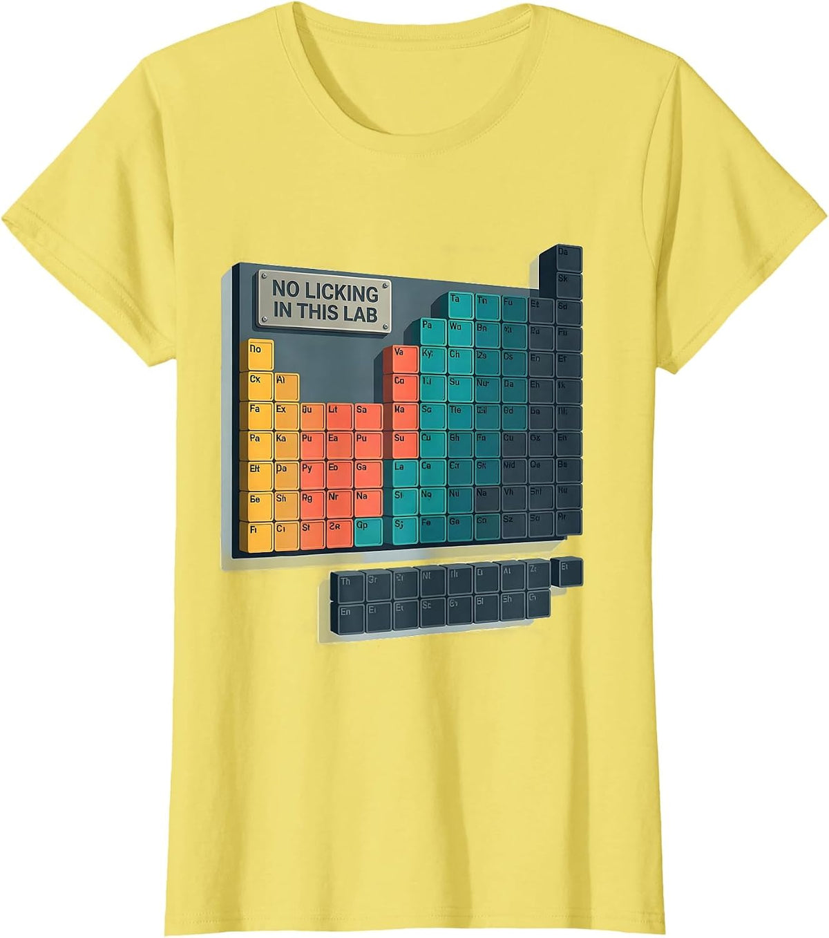 No Licking In This Lab Funny Periodic Table Science Teacher T-Shirt - Lemon Yellow