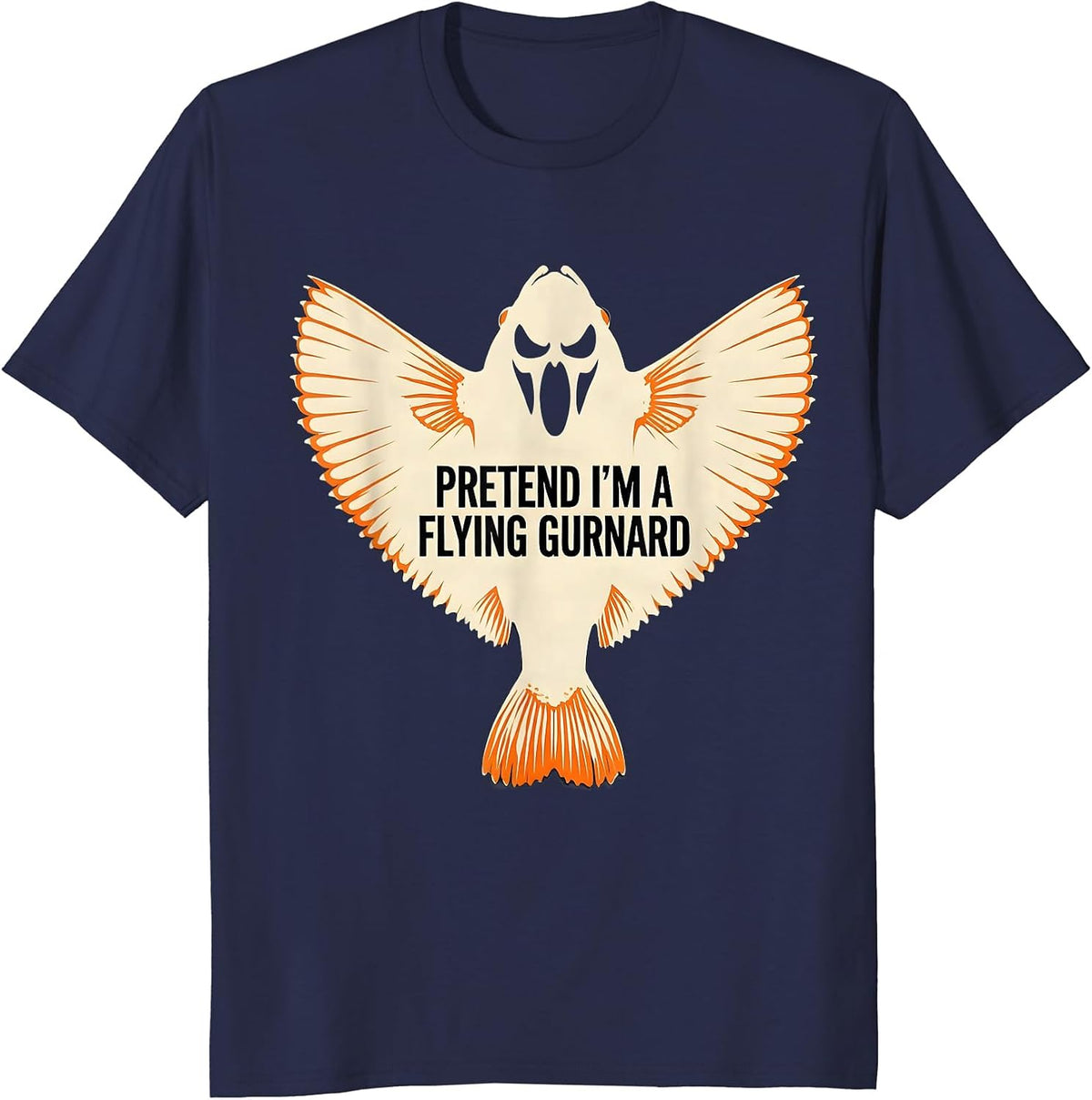Pretend I'm A Flying Gurnard Funny Halloween Fish Costume T-Shirt - Navy Blue