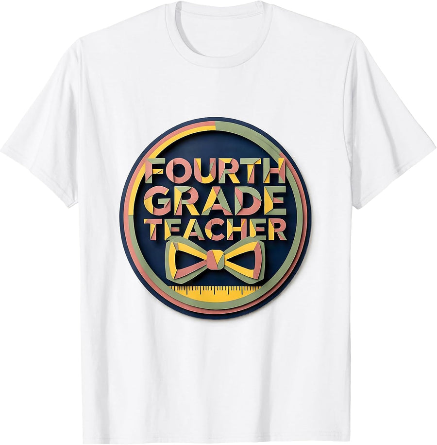 Men's Fourth Grade Teacher Preppy Coquette Bow Back To School T-Shirt - White