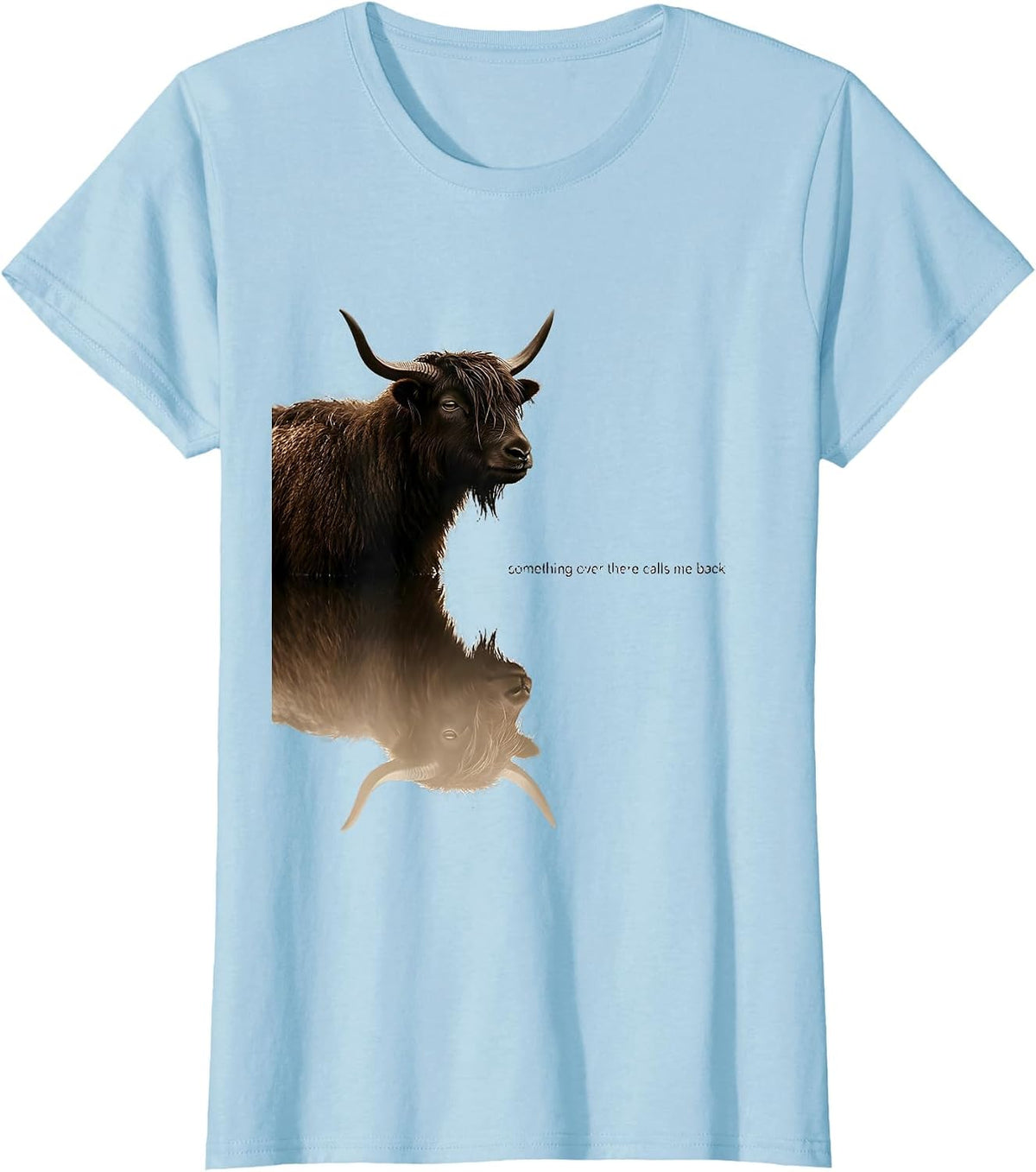 Women's Something Over There Calls Me Back Cute Highland Cow T-Shirt - Baby Blue