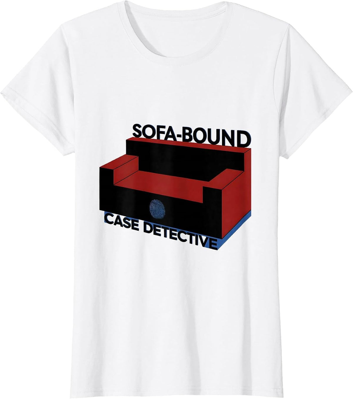 Sofa-Bound Case Detective Bauhaus Modernist True Crime Fan T-Shirt - White