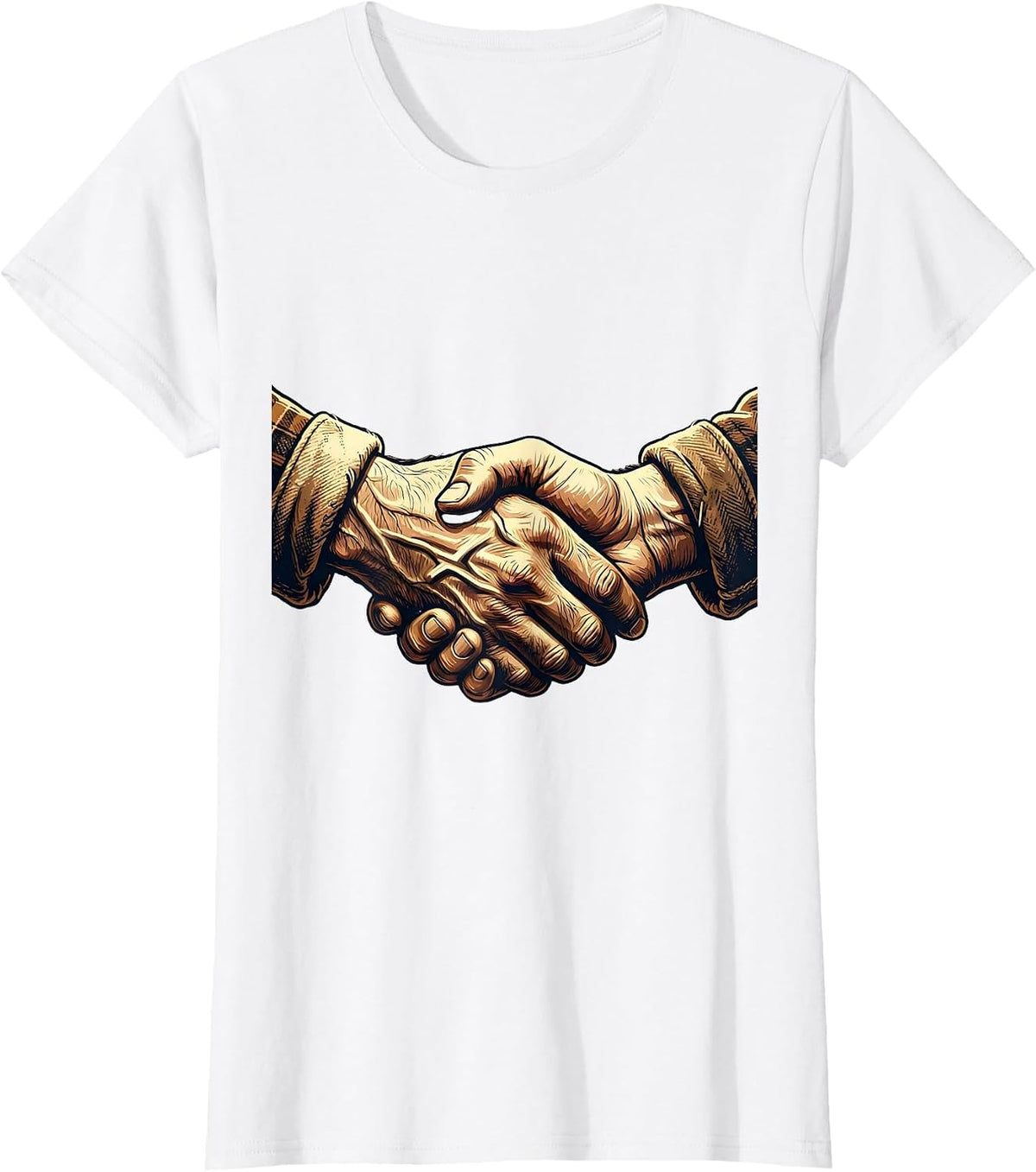 Rugged Handshake Conservative Values Graphic T-Shirt - White