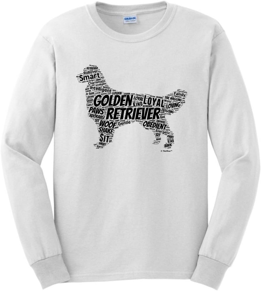 Golden Retriever Word Art Dog Puppy Owner Gift Long Sleeve T-Shirt - White
