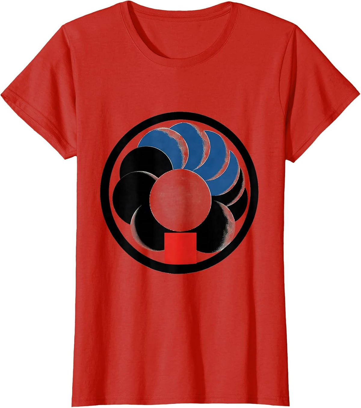 Women's Moon Phase Circle Lunar Disc Astronomy Gift T-Shirt - Red