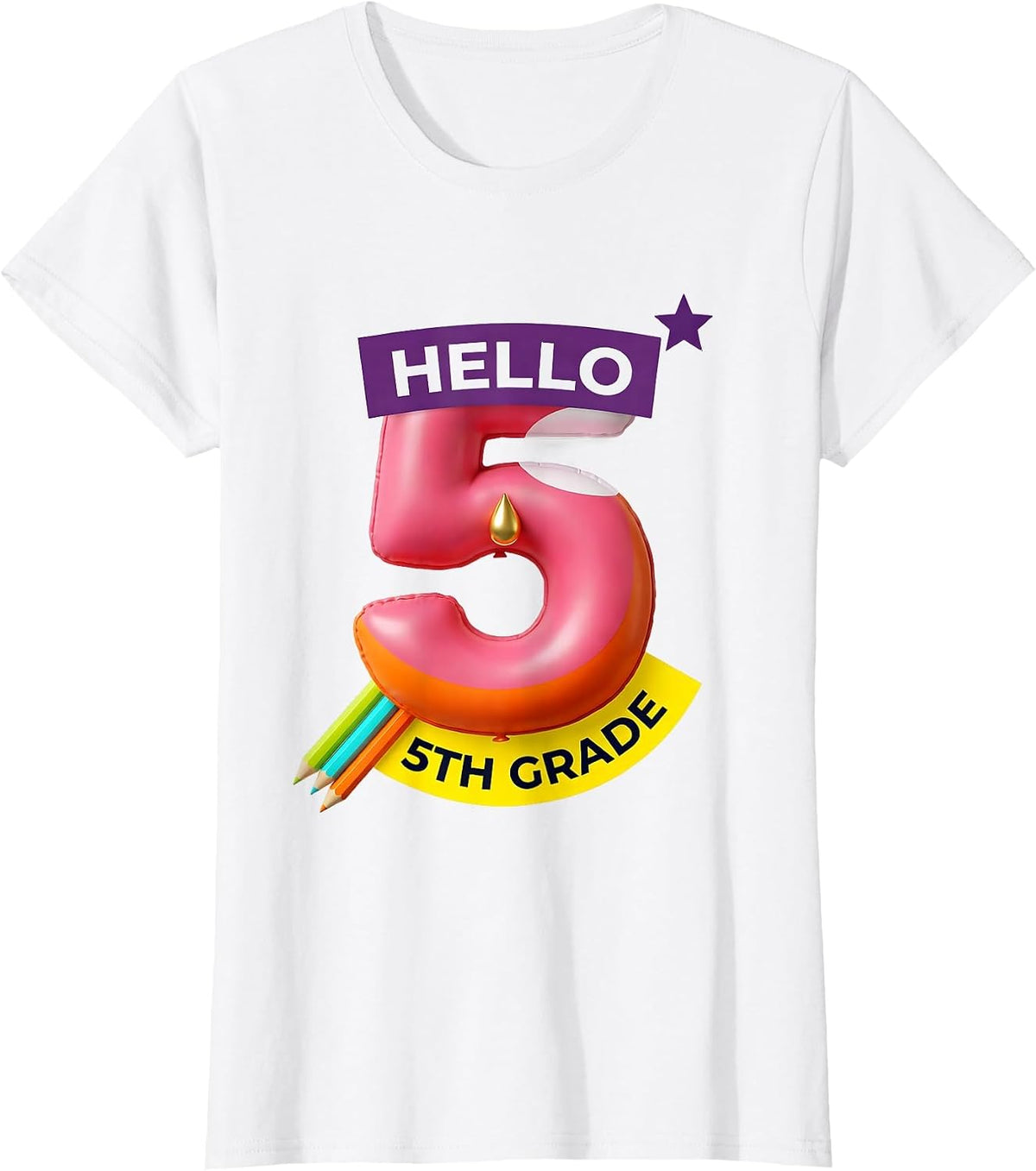 Women's Hello 5th Grade Groovy Back To School First Day of Fifth T-Shirt - White