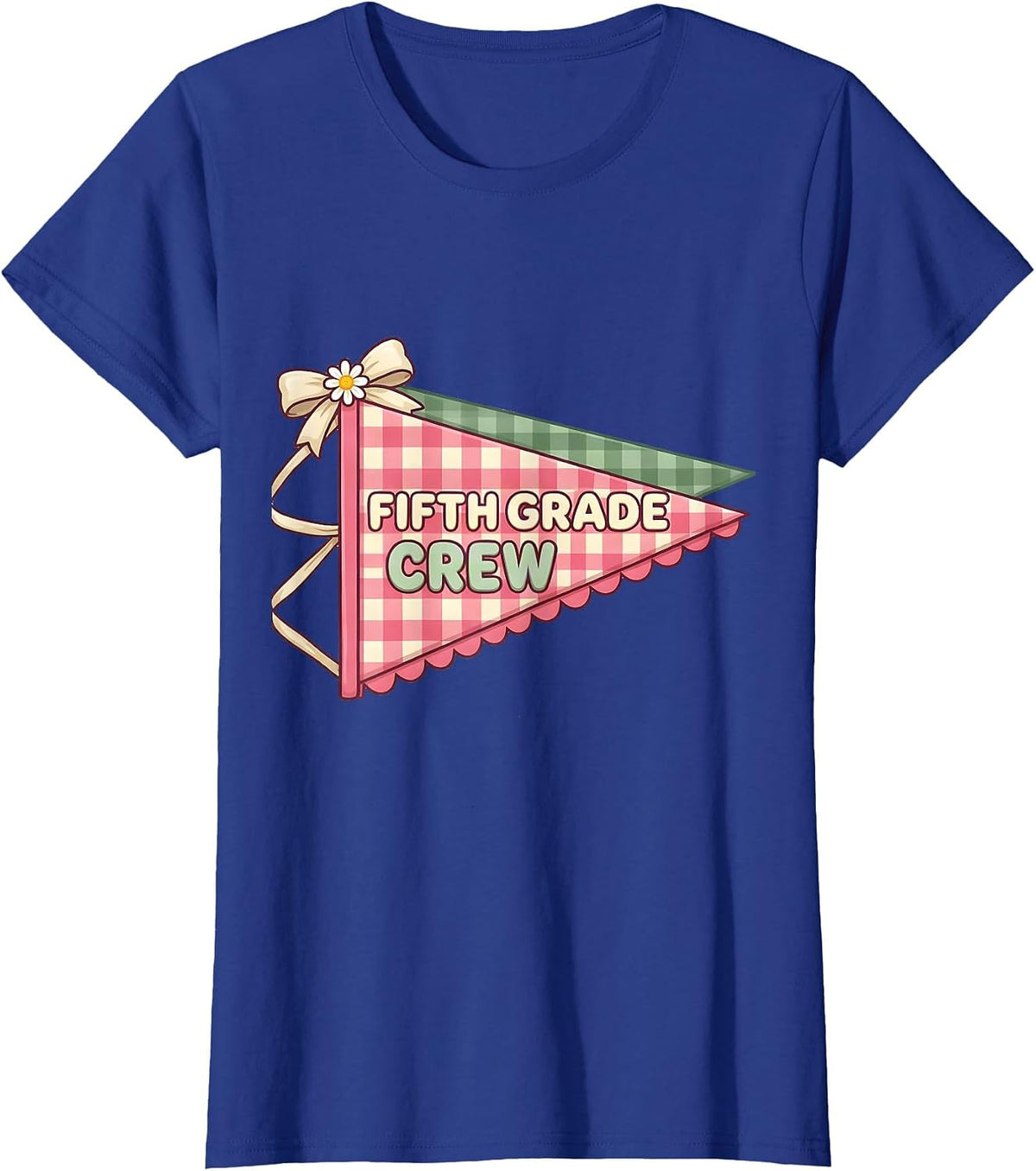 Women's Fifth Grade Crew Cute Preppy Back To School Girl Teacher T-Shirt - Royal Blue