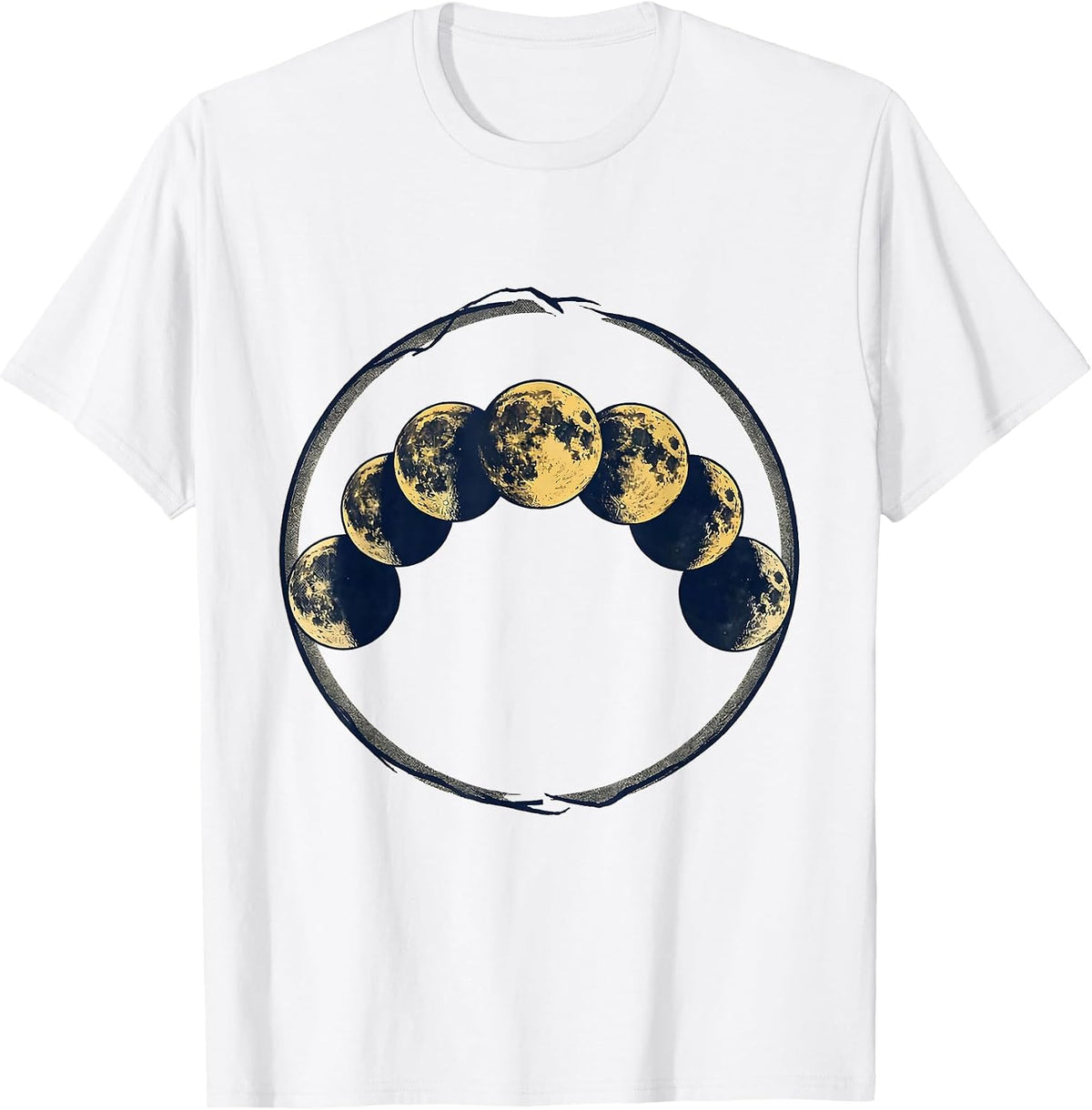 Men's Lunar Phase Cycle Astronomy Science Teacher Graphic T-Shirt - White