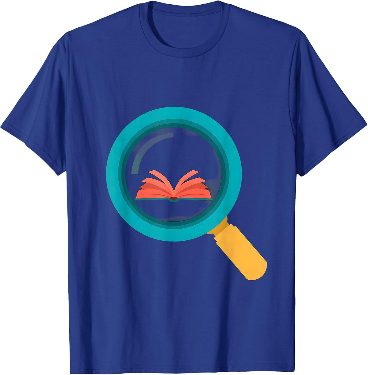 Men's 4th Grade Teacher Magnifying Glass Book Design T-Shirt - Royal Blue
