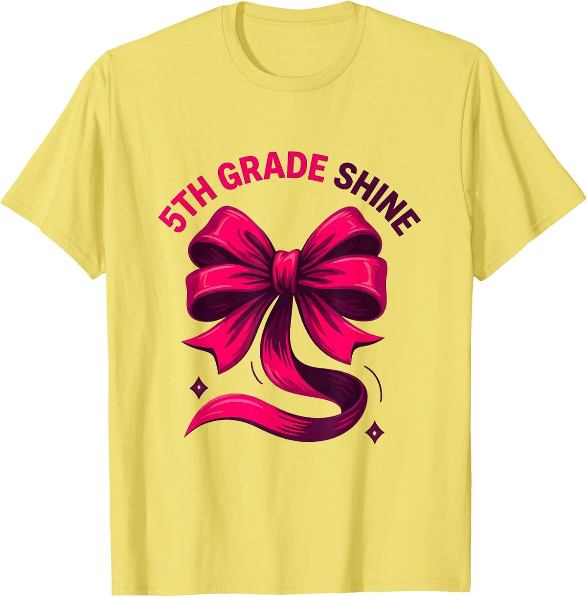 Men's 5th Grade Shine Coquette Bow Back to School Fifth Grade T-Shirt - Lemon Yellow