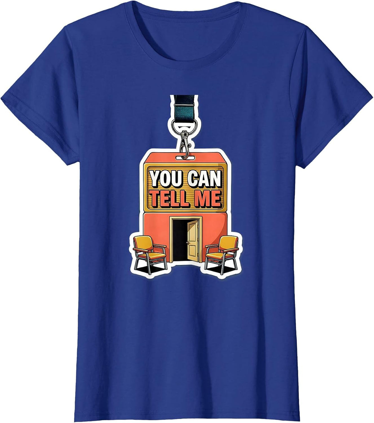 Women's You Can Tell Me Groovy Retro School Counselor Appreciation T-Shirt - Royal Blue