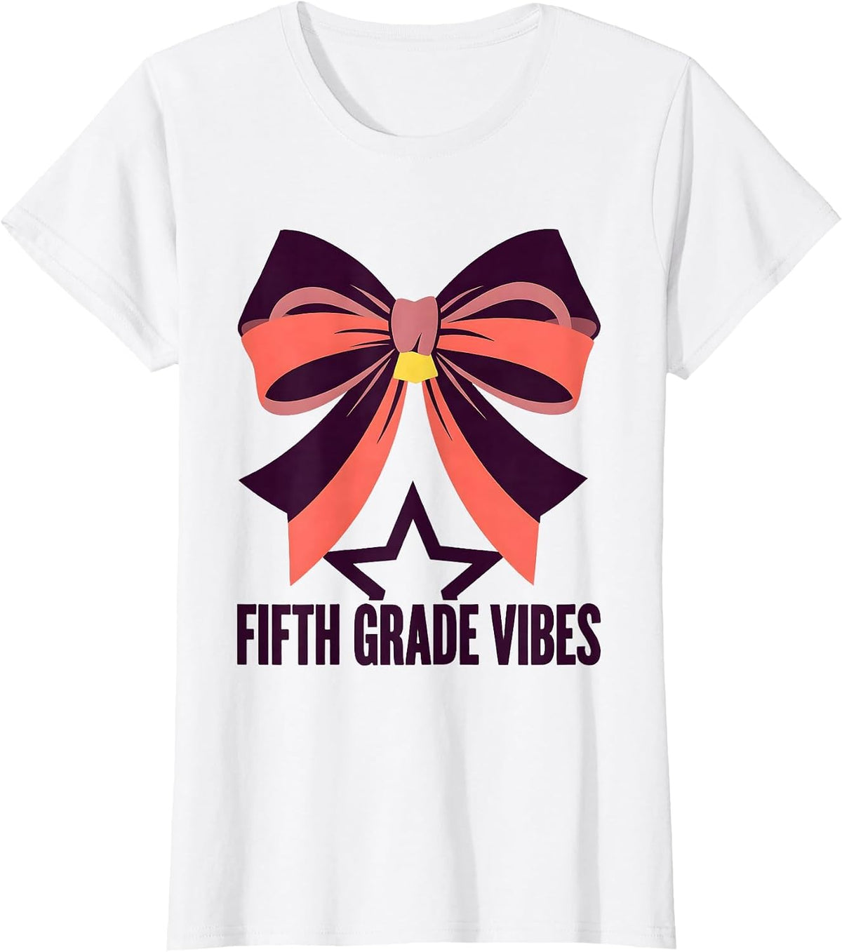 Fifth Grade Vibes Coquette Bow Back to School Fifth Grade T-Shirt - White