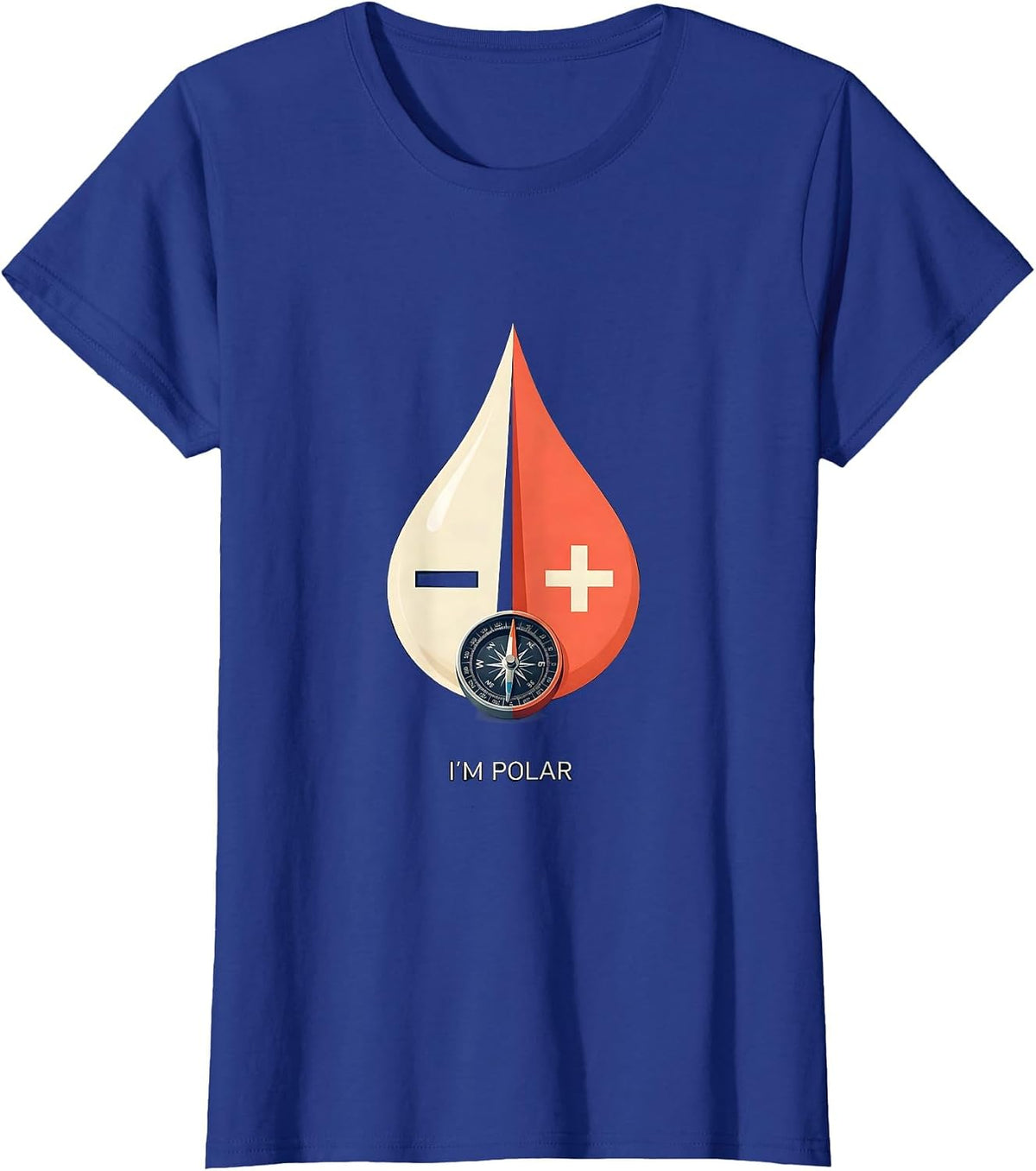 Women's I'm Polar Funny Chemistry Science Teacher Physics Student T-Shirt - Royal Blue