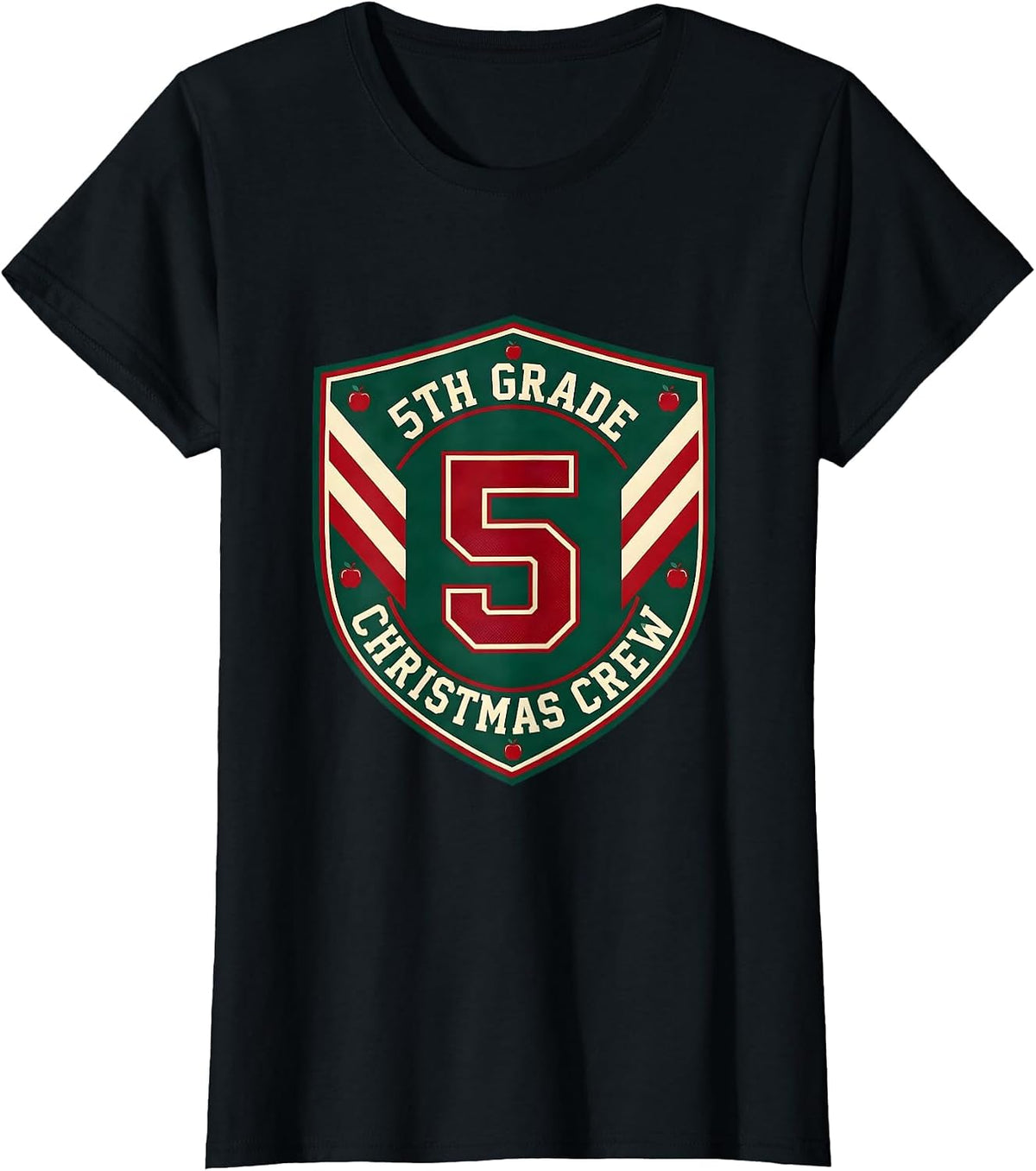 Women's 5th Grade Christmas Crew Sports Teacher Humor Holiday T-Shirt - Black