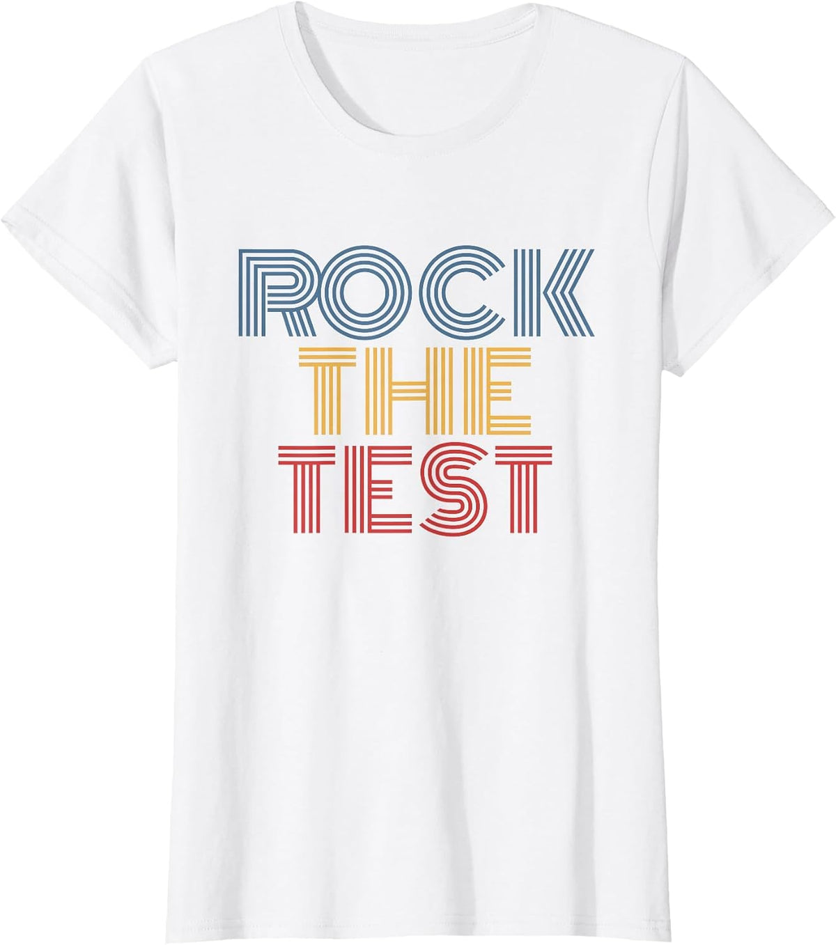 Rock The Test Retro Rainbow Classroom Motivation Design T-Shirt - White