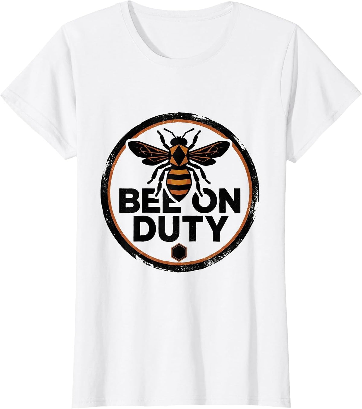 Women's Bee On Duty Rubber Stamp Beekeeper Honey Humor Vintage T-Shirt - White