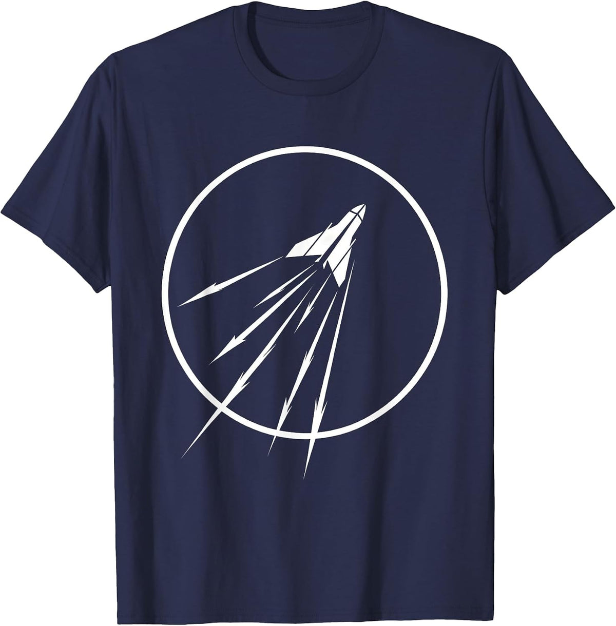 Space Shuttle Shooting Stars Cosmic Breakup Design T-Shirt - Navy Blue