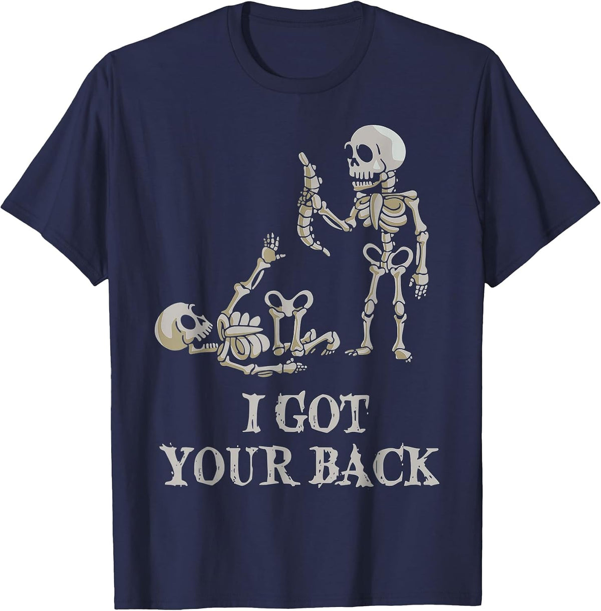 I Got Your Back Halloween Skeleton T-Shirt - Navy Blue