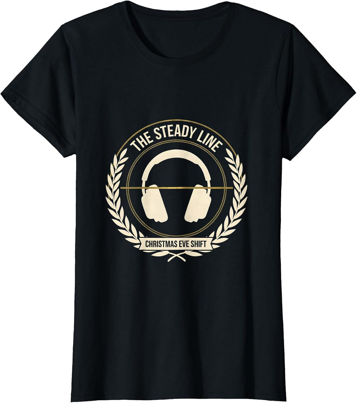 Women's The Steady Line Christmas Eve Shift Funny 911 Dispatcher T-Shirt - Black