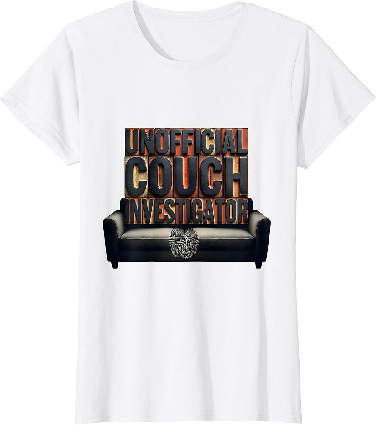 Unofficial Couch Investigator True Crime Fan Humor T-Shirt - White