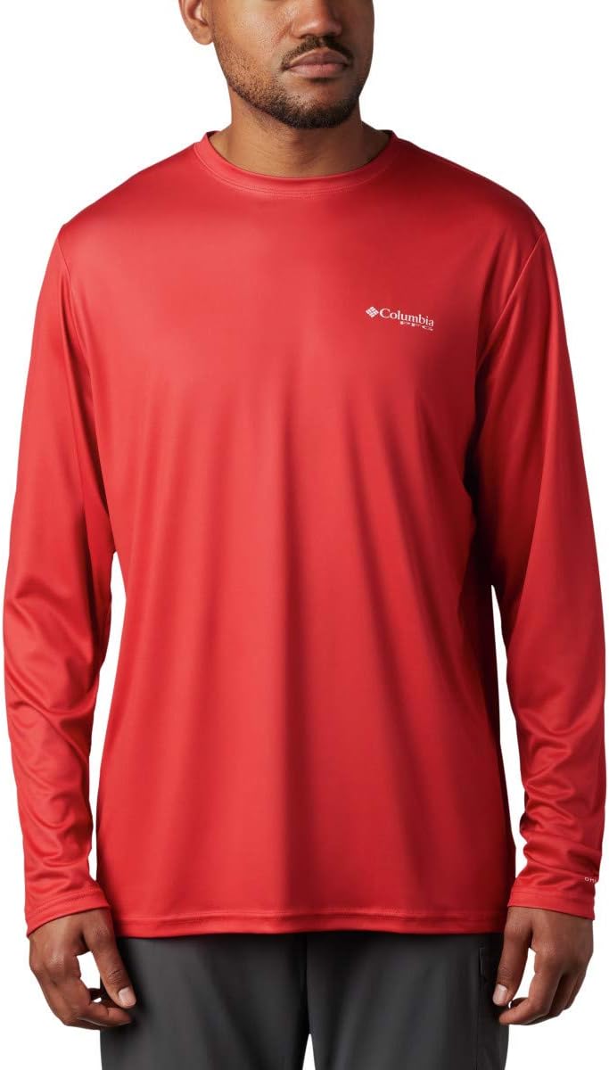 Columbia Men's Terminal Tackle PFG Fish Flag Long Sleeve - Red Spark\/White