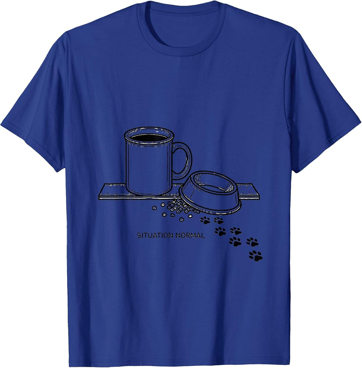 Men's Situation Normal Funny Dog Owner Coffee Lover Humor T-Shirt - Royal Blue