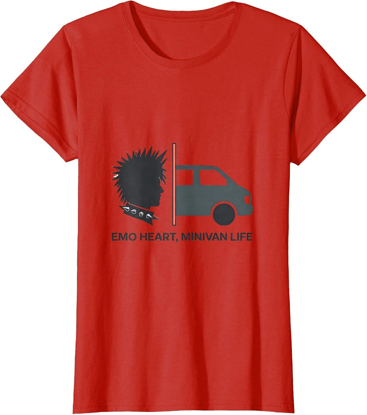 Emo Heart Minivan Life Funny Elder Emo Goth Nostalgia T-Shirt - Red