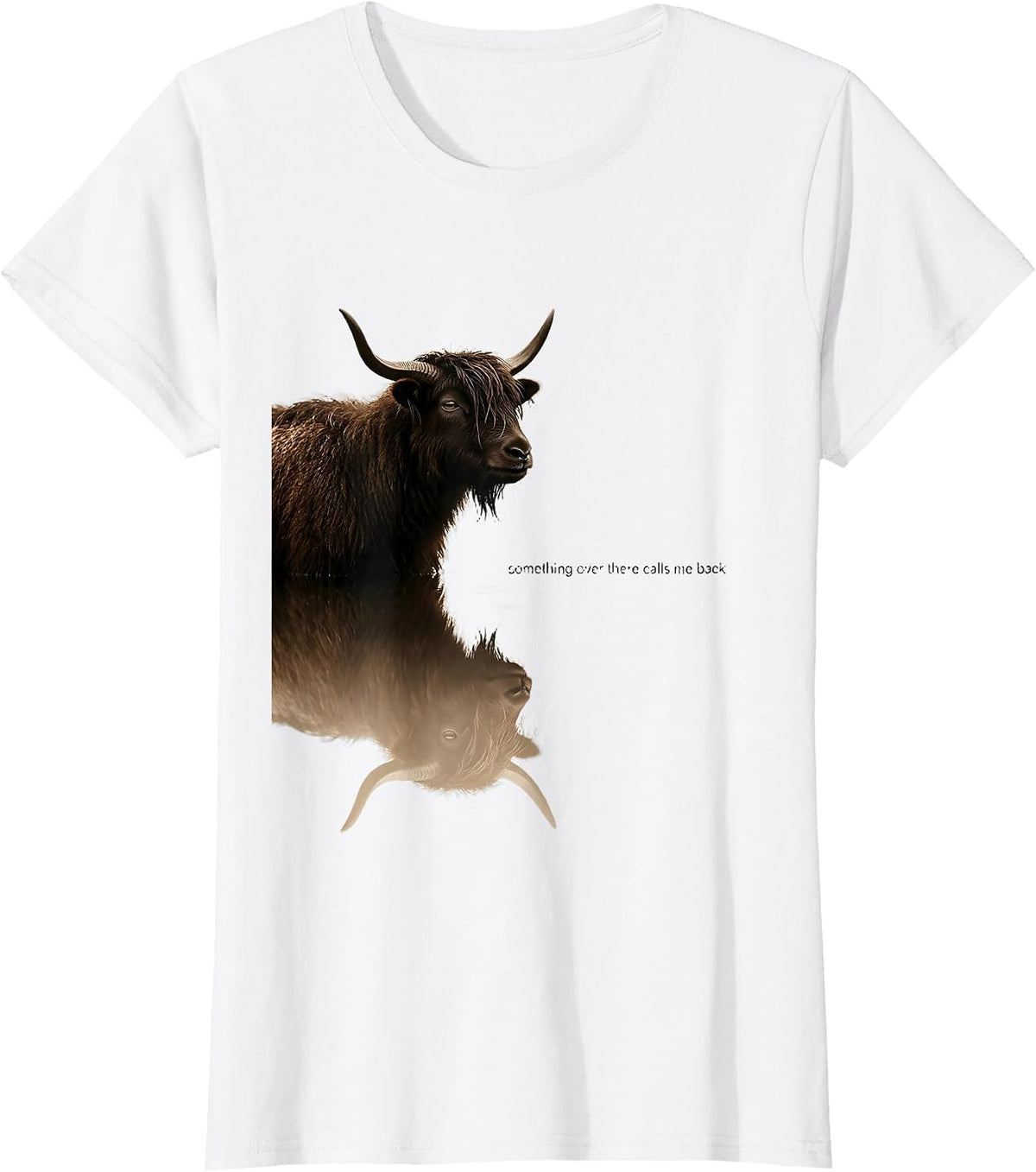 Women's Something Over There Calls Me Back Cute Highland Cow T-Shirt - White