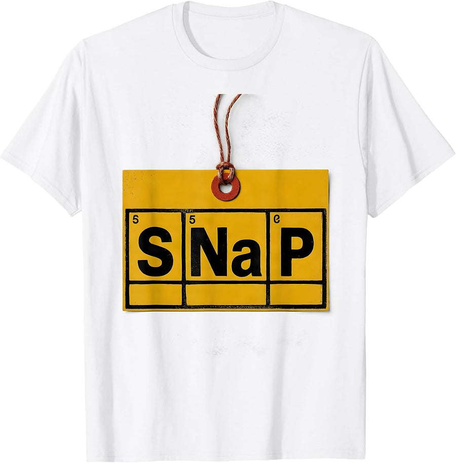 Men's SNaP Funny Chemistry Pun Science Enthusiast Gift T-Shirt - White
