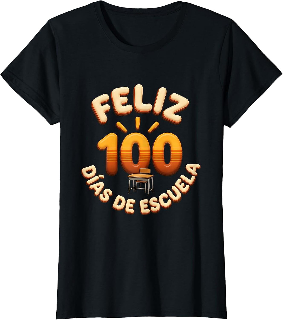 Women's Feliz 100 días de escuela Retro Spanish Teacher 100th Day T-Shirt - Black