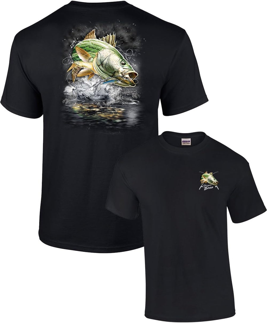 Trenz Shirt Co. Jumping Striped Bass Tee, Black - As Pictured