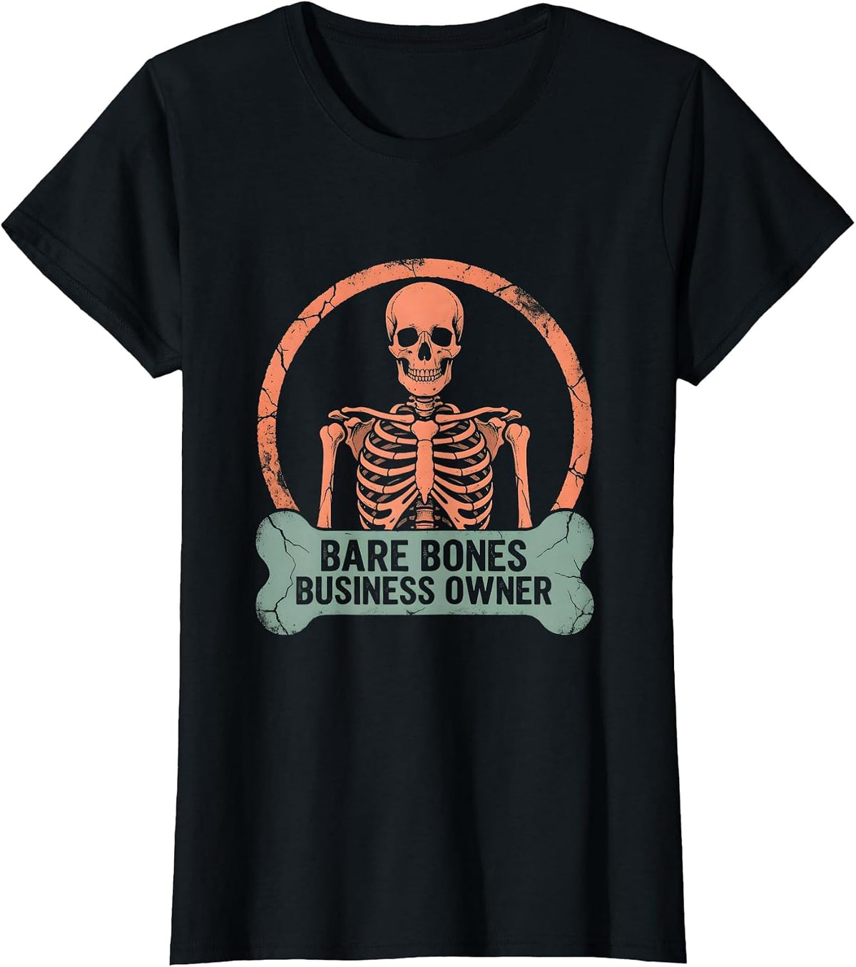 Bare Bones Business Owner Halloween Skeleton T-Shirt - Black