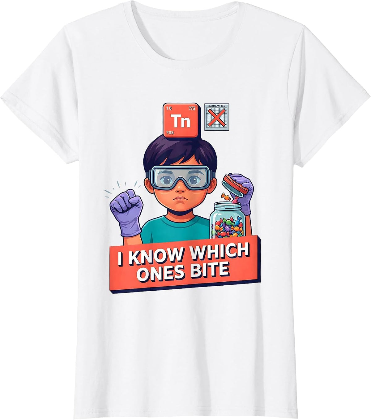Women's I Know Which Ones Bite Funny Periodic Table Chemistry T-Shirt - White