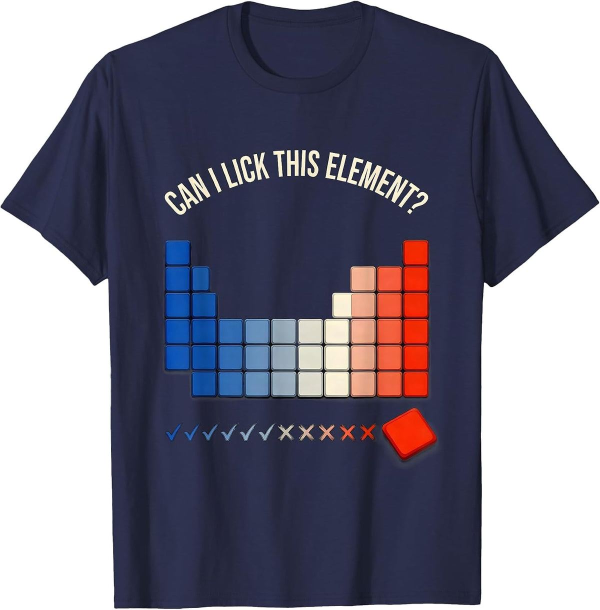 Can I Lick This Element Funny Periodic Table Science Teacher T-Shirt - Navy Blue