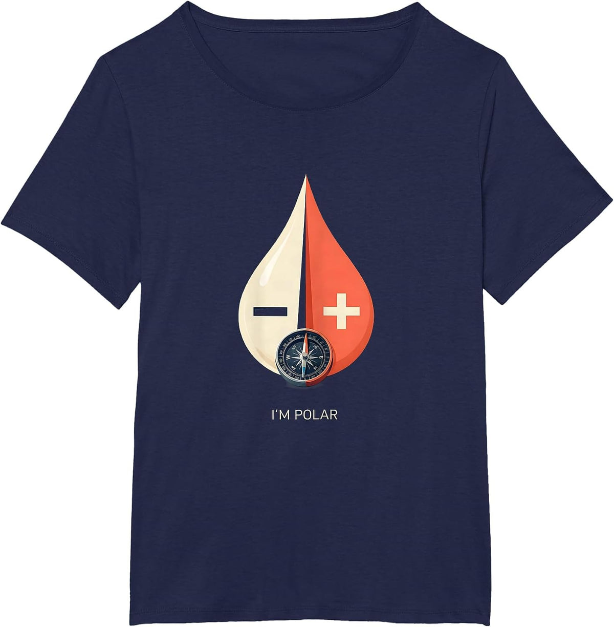 Women's I'm Polar Funny Chemistry Science Teacher Physics Student T-Shirt - Navy Blue