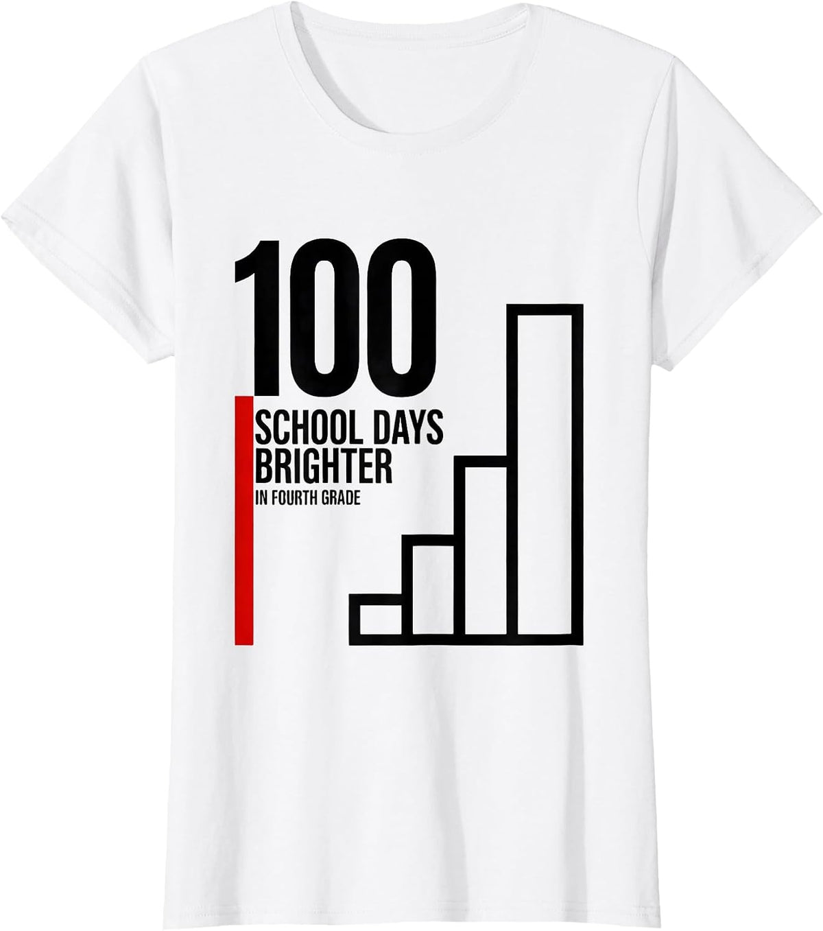 Women's 100 School Days Brighter In Fourth Grade Retro T-Shirt - White