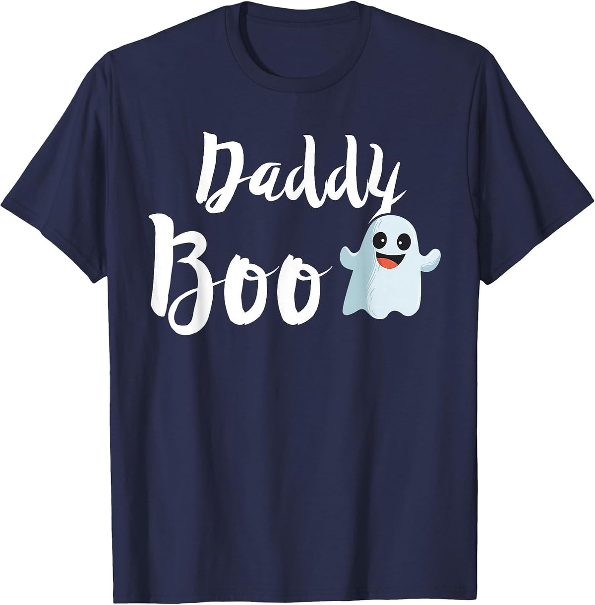 Daddy Boo Halloween Family Matching Ghost Dad T-Shirt - Navy Blue