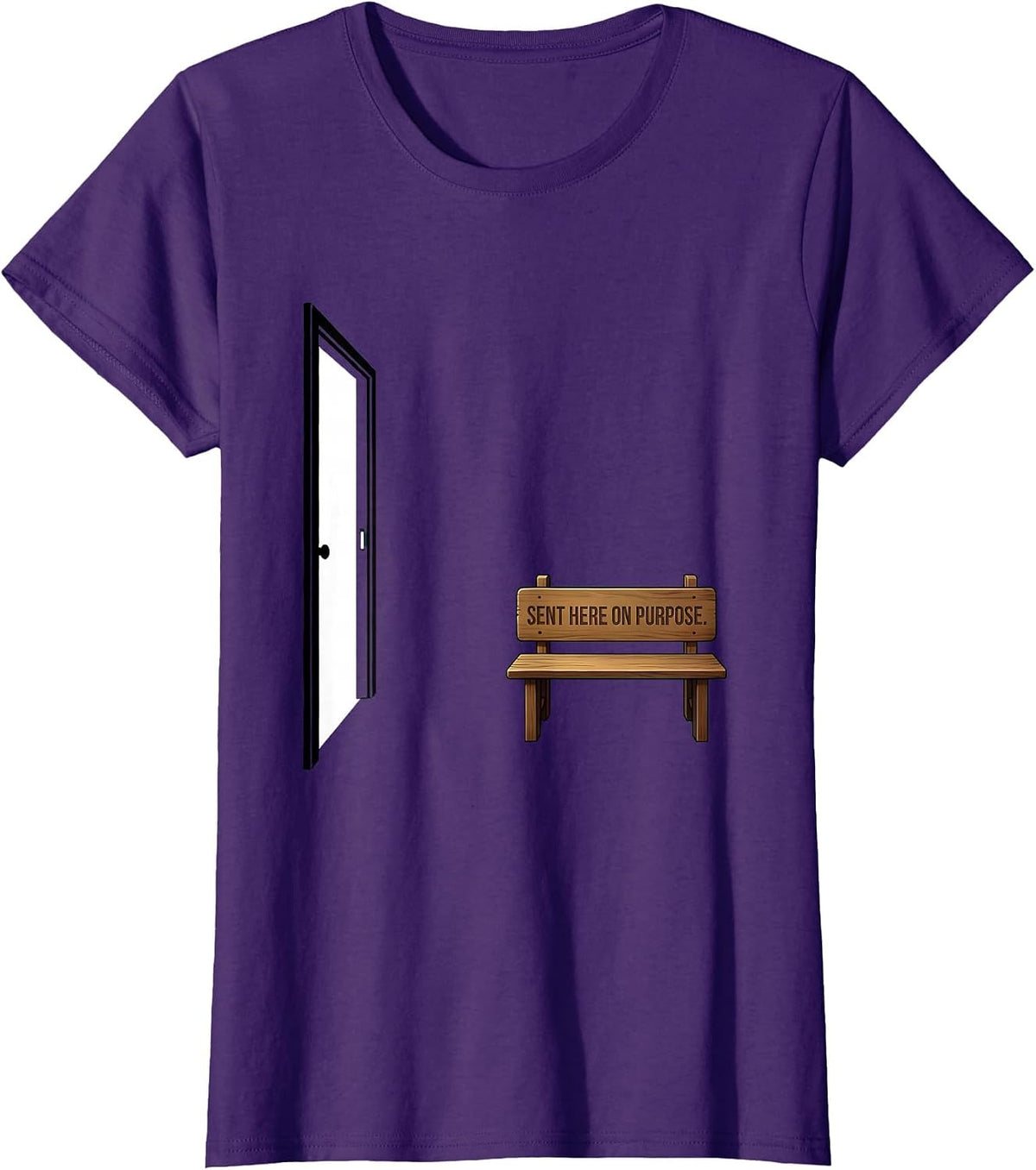 Women's Sent Here On Purpose Minimalist School Counselor Back T-Shirt - Purple