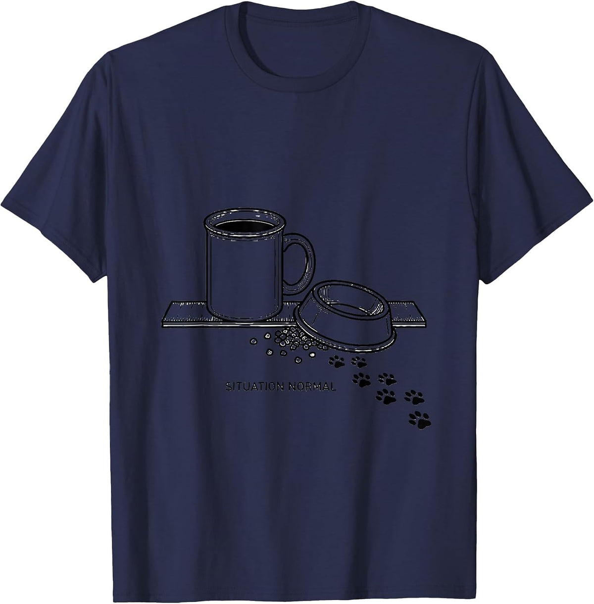 Men's Situation Normal Funny Dog Owner Coffee Lover Humor T-Shirt - Navy Blue