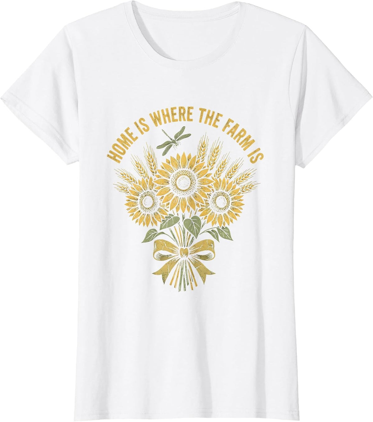 Women's Home Is Where The Farm Is Country Life Design T-Shirt - White