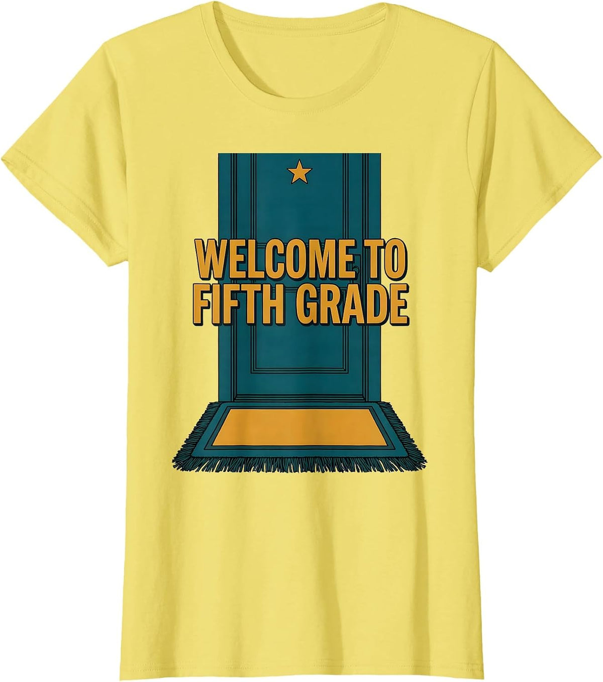 Welcome to Fifth Grade Editorial Conceptual Girls Back T-Shirt - Lemon Yellow