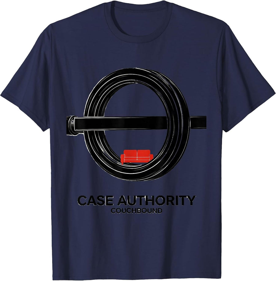 Case Authority Couchbound Funny True Crime Fan Couch Humor T-Shirt - Navy Blue