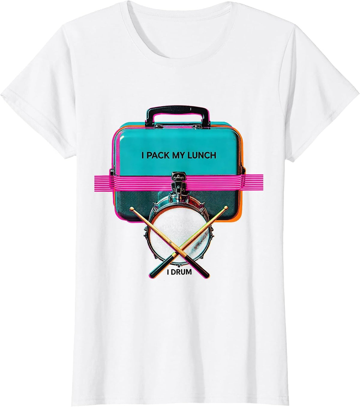 I Pack My Lunch I Drum Funny Drummer Percussionist Humor T-Shirt - White