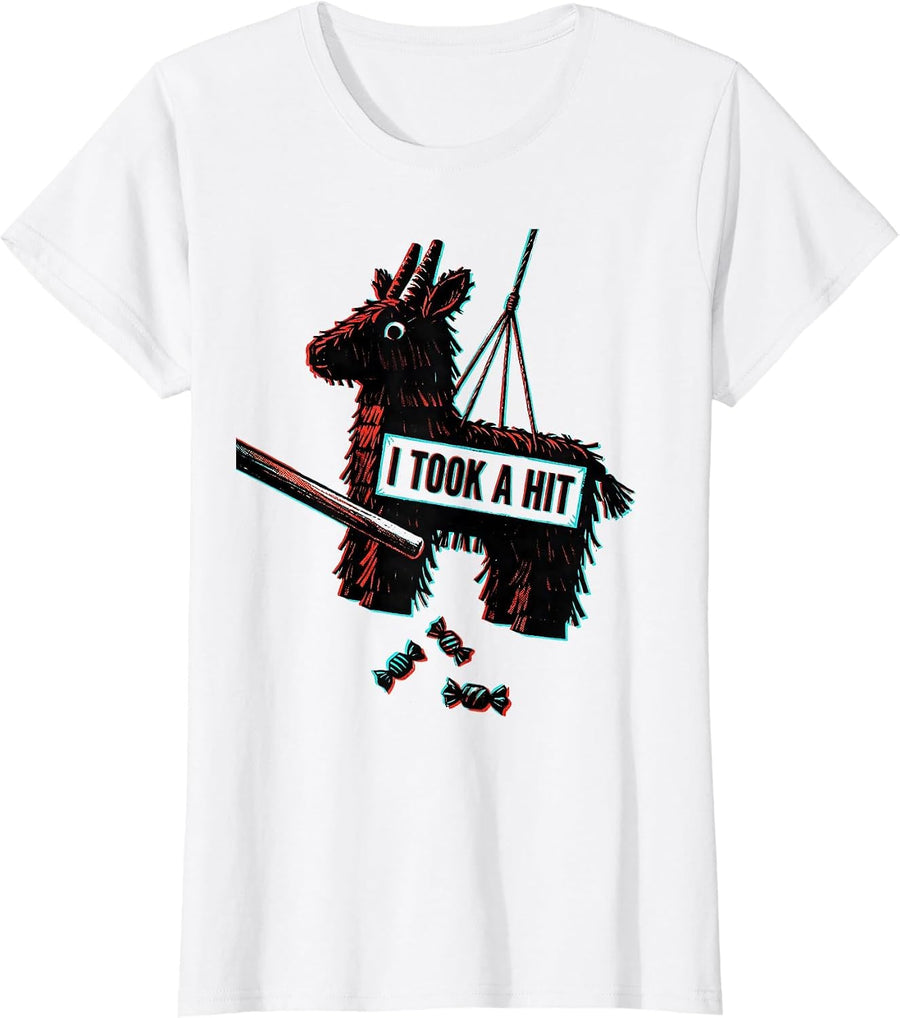 Women's I Took A Hit Pop Art Cinco De Mayo Party Costume T-Shirt - White