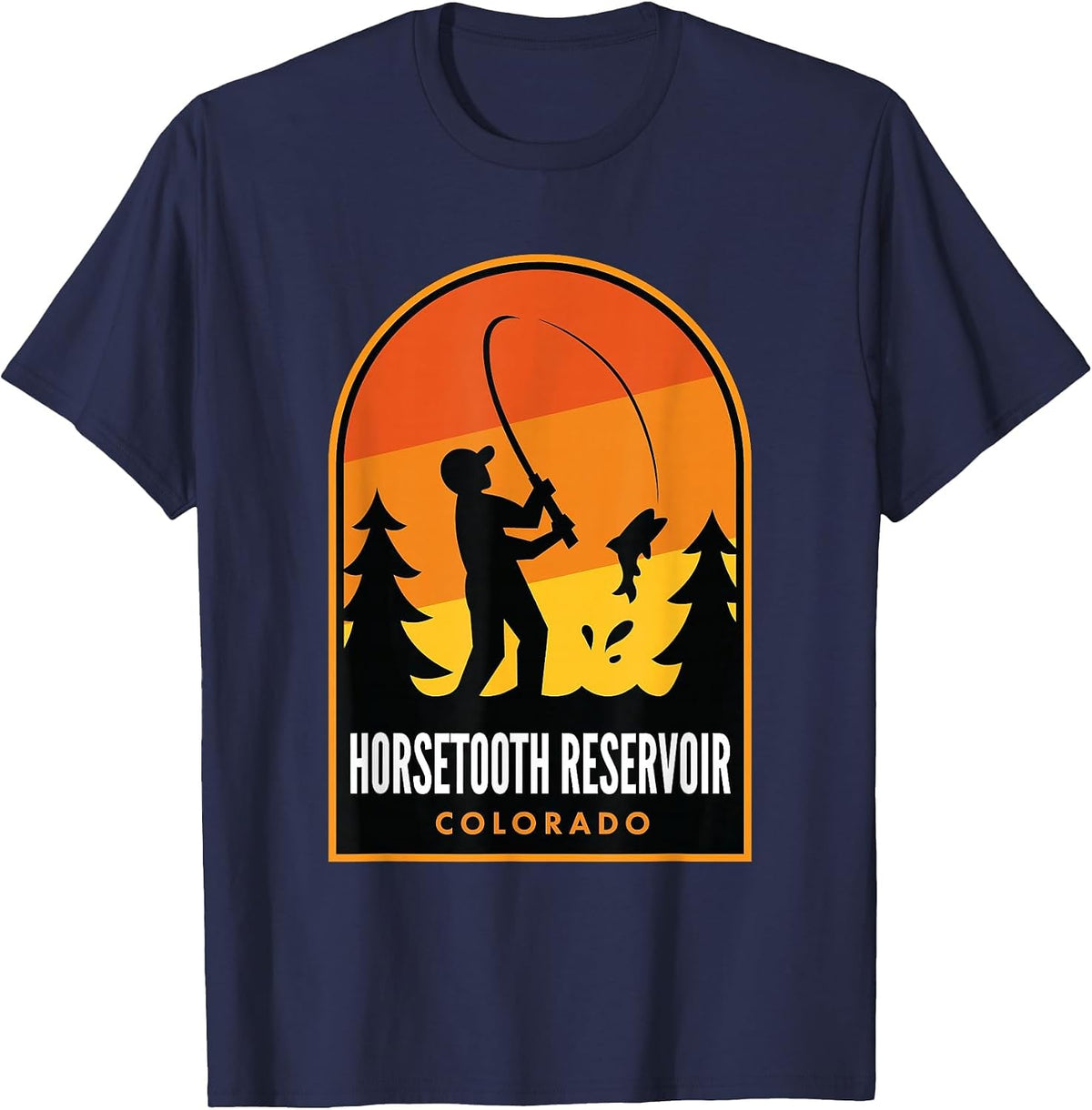 Horsetooth Reservoir Colorado Fishing T-Shirt - Navy Blue