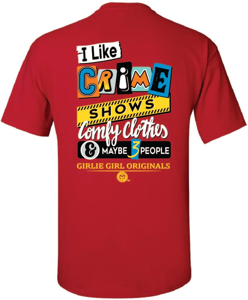 Girlie Girl Originals I Like Crime Shows & 3 People Red Short Sleeve T-Shirt Adult - As Pictured