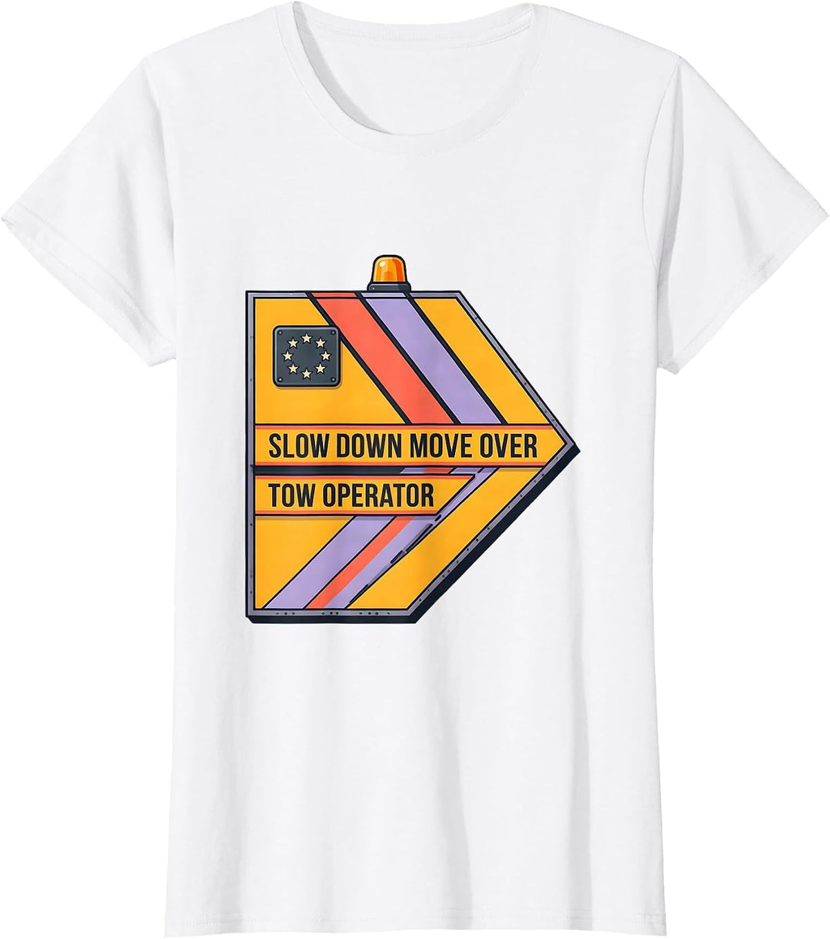 Slow Down Move Over Tow Operator Patriotic Rugged Tow Truck T-Shirt - White