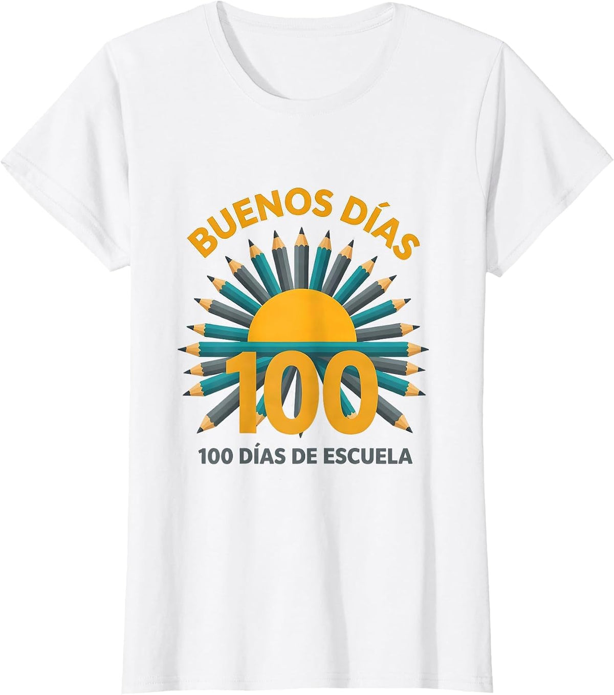 Buenos días, 100 días de escuela Spanish Teacher 100th Day T-Shirt - White