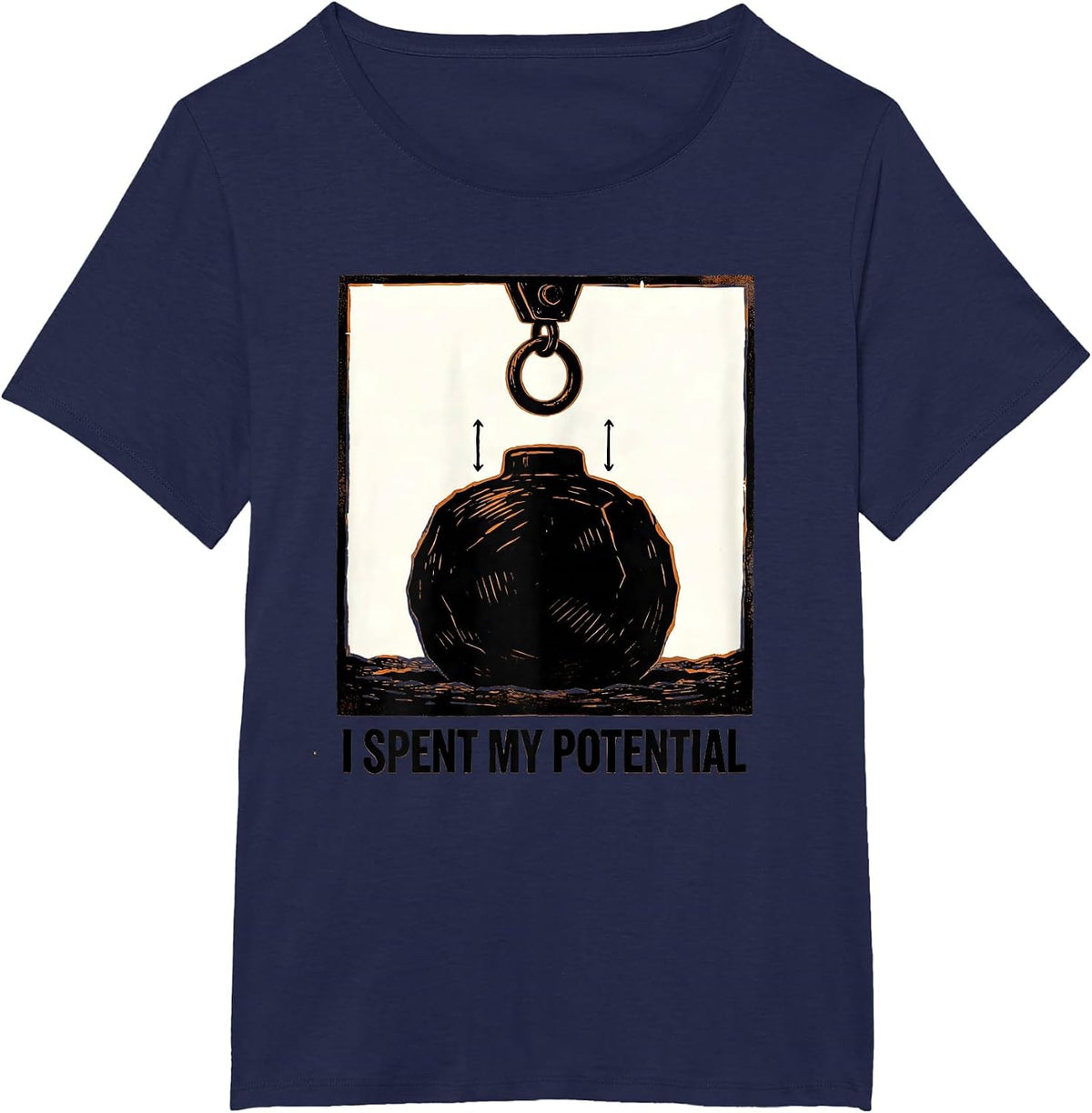 Women's I Spent My Potential Funny Physics Pun Humor T-Shirt - Navy Blue